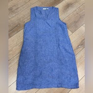 Sigrid Olsen 100% Linen chambray Sleeveless Shift Dress.
